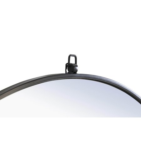 Elegant Decor Metal Frame Round Mirror With Decorative Hook 24 Inch Black Finish MR4051BK
